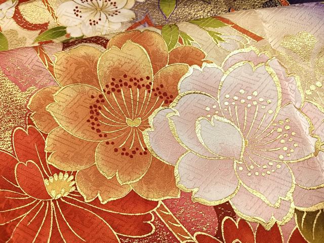 平和屋着物●豪華振袖 花毬文 金彩 正絹 逸品 AABK0182ph