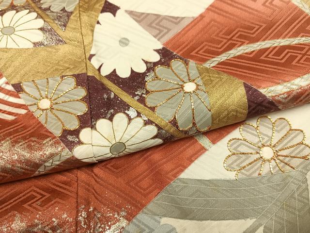 平和屋着物●皇室デザイナー 中村乃武夫 振袖 駒刺繍 草花羽文 正絹 逸品 AABK0191ph