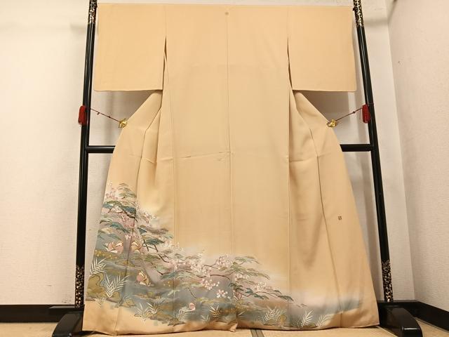平和屋着物●豪華色留袖 友禅 作家物 駒刺繍 鴛鴦草木文 金彩 正絹 逸品 AABK0192ph