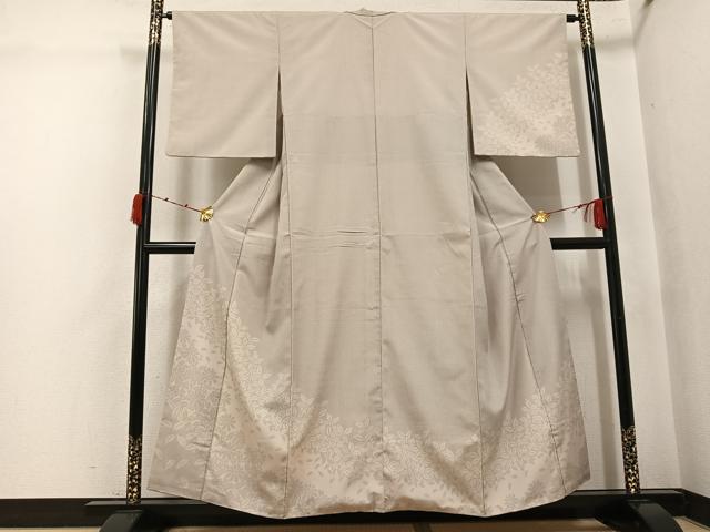 平和屋着物●お召 訪問着 草花文 正絹 逸品 AABK0201ph