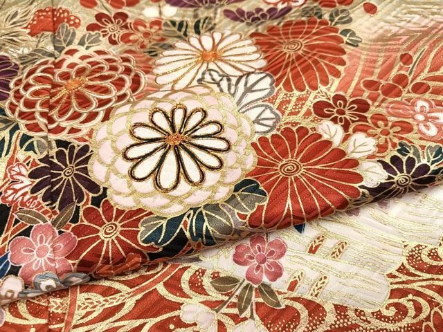 平和屋着物●豪華振袖 駒刺繍 花筏舞蝶文 暈し染め 金彩 正絹 逸品 AABK0205ph