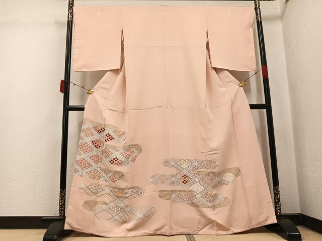 平和屋着物●創業460年・千總 色留袖 駒刺繍 花菱文 金彩 正絹 逸品 AABK0209ph