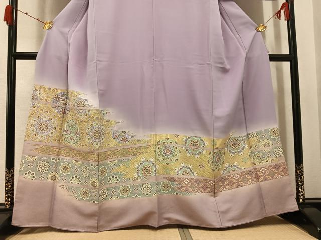 平和屋着物●豪華色留袖 寿光織 向い鳥花文 暈し染め 金糸 正絹 逸品 AABK0211ph
