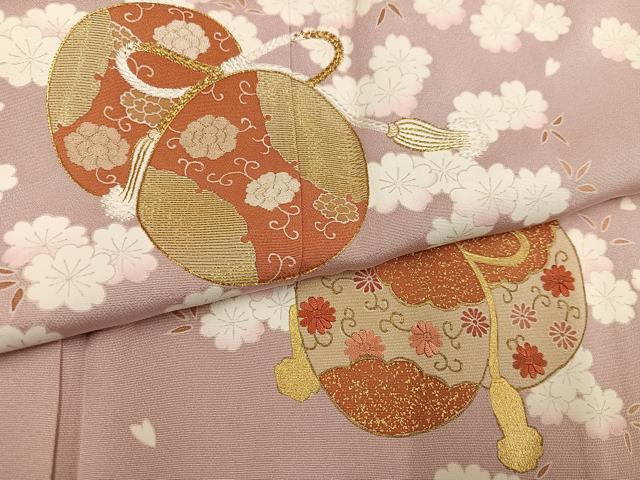 平和屋着物●訪問着 刺繍 花鼓文 金糸 正絹 逸品 AABK0212ph