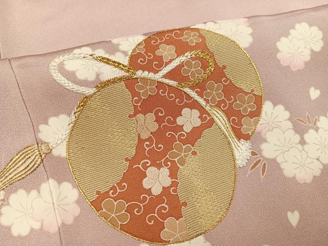 平和屋着物●訪問着 刺繍 花鼓文 金糸 正絹 逸品 AABK0212ph