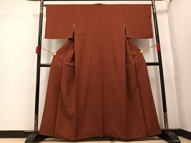 平和屋着物●上質な色無地 茶色 正絹 逸品 AABK0213ph
