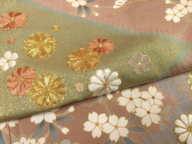 平和屋着物●豪華色留袖 駒刺繍 絞り 草花文 金彩 正絹 逸品 AABK0220ph