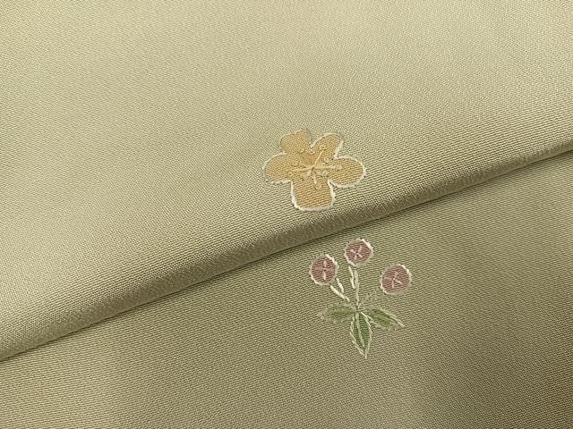 平和屋着物●上質な小紋 総刺繍 草花文 正絹 逸品 AABK0223ph