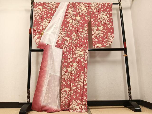 平和屋着物●小振袖 二尺袖 兎 桜 洗える着物 AABK0227ph