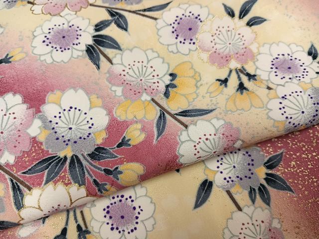 平和屋着物●小振袖 二尺袖 舞桜 暈し染め 洗える着物 AABK0228ph