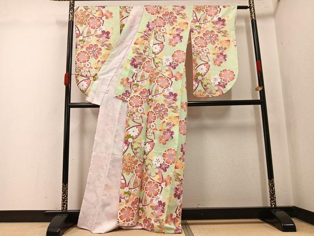 平和屋着物●小振袖 二尺袖 舞桜 洗える着物 AABK0230ph