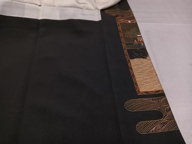 平和屋着物●松尾光琳 黒留袖 人物風景文 本金箔 保証書付き 正絹 逸品 AABK0241ph