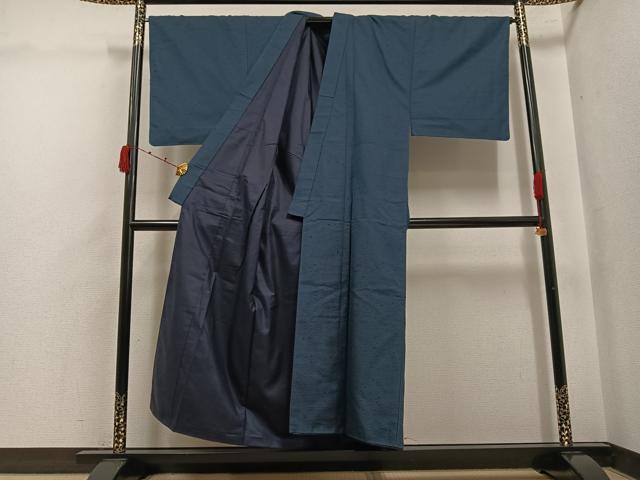 平和屋着物●男性 紬 アンサンブル 100亀甲 総詰め 正絹 逸品 AABK0250ph