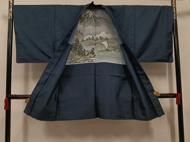 平和屋着物●男性 紬 アンサンブル 100亀甲 総詰め 正絹 逸品 AABK0250ph