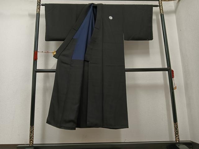 平和屋着物●男性 黒紋付・羽織セット 正絹 逸品 AABK0251ph