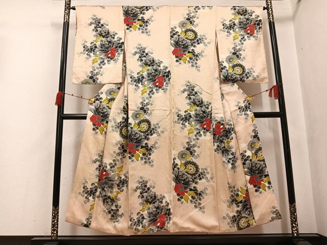 平和屋着物●上質な小紋 草花文 正絹 逸品 AABK0260ph
