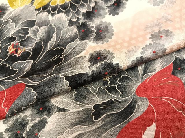 平和屋着物●上質な小紋 草花文 正絹 逸品 AABK0260ph