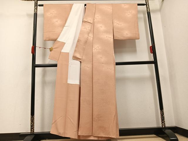 平和屋着物●上質な色無地 枝葉地紋 雄黄色 正絹 逸品 AABK0264ph