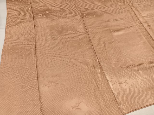 平和屋着物●上質な色無地 枝葉地紋 雄黄色 正絹 逸品 AABK0264ph