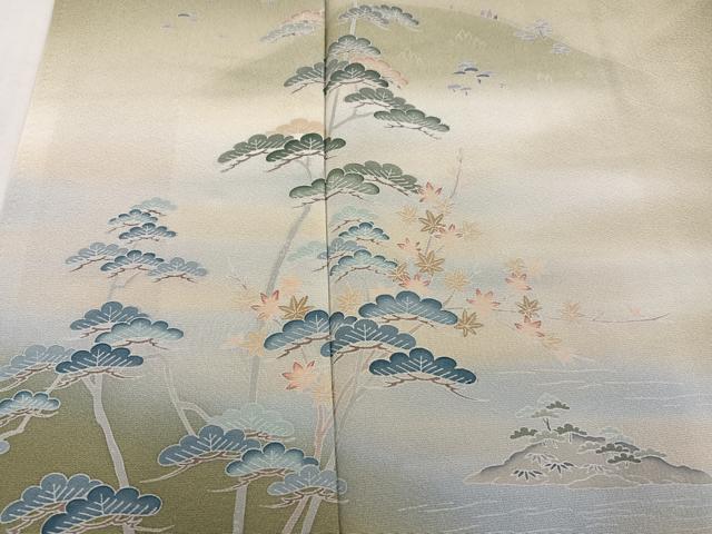 平和屋着物●訪問着 友禅 作家物 松竹梅渡り橋文 暈し染め 正絹 逸品 未使用 AABK0276ph