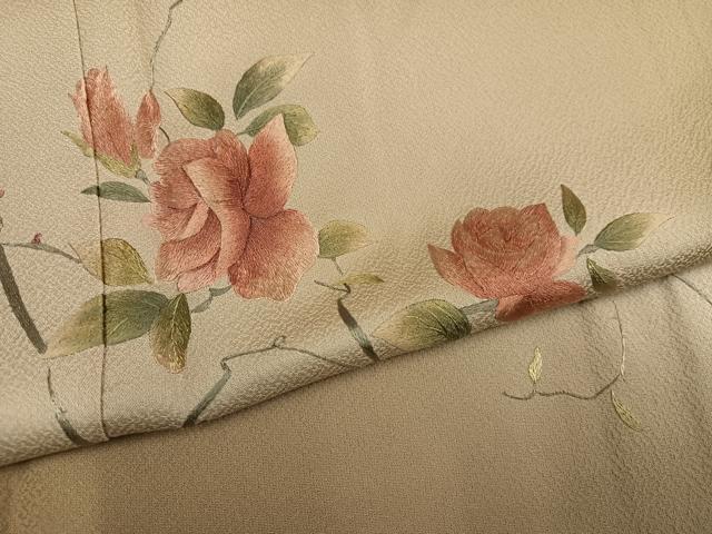 平和屋着物●訪問着 総刺繍 蘇州刺繍 枝花文 暈し染め 正絹 逸品 AABK0278ph