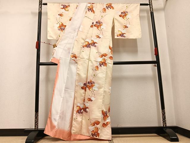平和屋着物●小紋 草花文 洗える着物 未使用 AABK0281ph