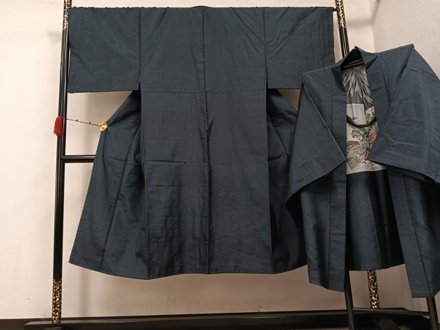 平和屋着物●男性 本場大島紬 アンサンブル 100亀甲 総詰め 正絹 逸品 AABK0289ph