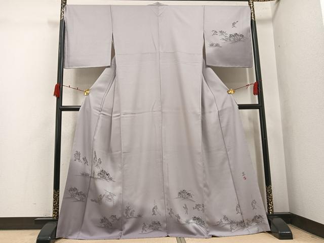 平和屋着物●訪問着 作家物 手描き 鳥獣戯画 暈し染め 正絹 逸品 未使用 AABK0305ph