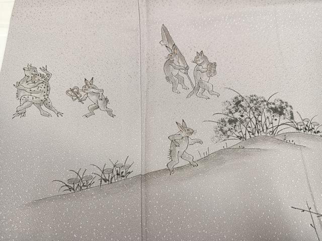 平和屋着物●訪問着 作家物 手描き 鳥獣戯画 暈し染め 正絹 逸品 未使用 AABK0305ph