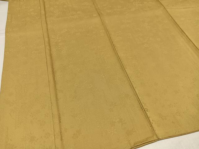 平和屋着物●上質な色無地 御所車花地紋 枯色 さが美扱い 正絹 逸品 AABK0314ph