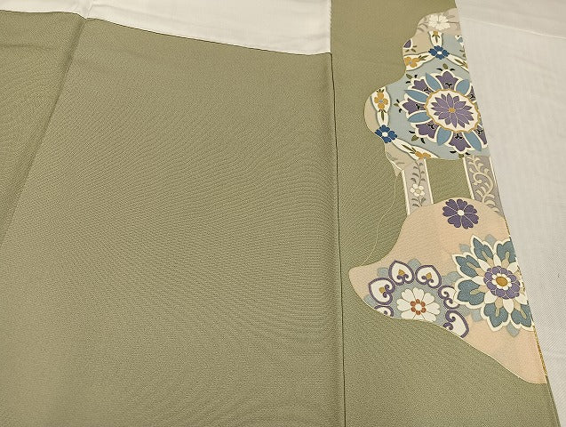 平和屋着物●豪華色留袖 駒刺繍 草花文 金彩 正絹 逸品 AABK0315ph
