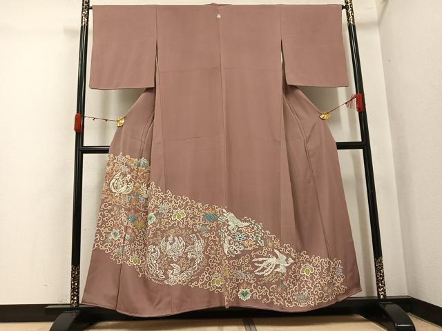 平和屋着物●豪華色留袖 鳳凰花唐草文 金銀彩 正絹 逸品 AABK0318ph