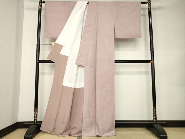 平和屋着物●結城紬 色無地 薄柿色 証紙付き 正絹 逸品 AABK0327ck