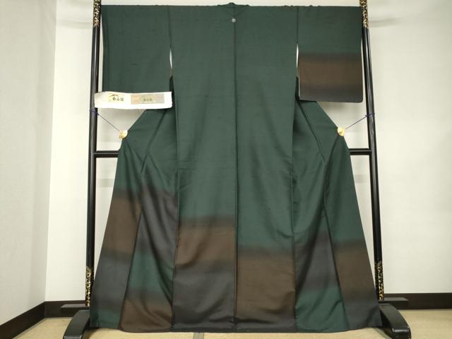 平和屋着物●白山紬 訪問着 霞文 暈し染め ロング丈 証紙付き 正絹 逸品 AABK0330ck