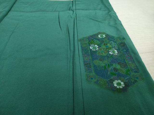 平和屋着物●訪問着 翠山刺繍 総刺繍 更紗花文 暈し染め 金糸 正絹 逸品 AABK0344ck