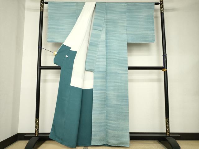 平和屋着物●二代目 久保田一竹 幻の辻が花 小紋 霞文 金通し地 正絹 逸品 未使用 AABK0345ck