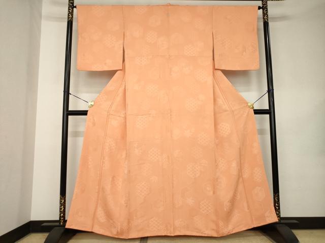 平和屋着物●上質な色無地 亀甲花地紋 東雲色 正絹 逸品 AABK0351ck