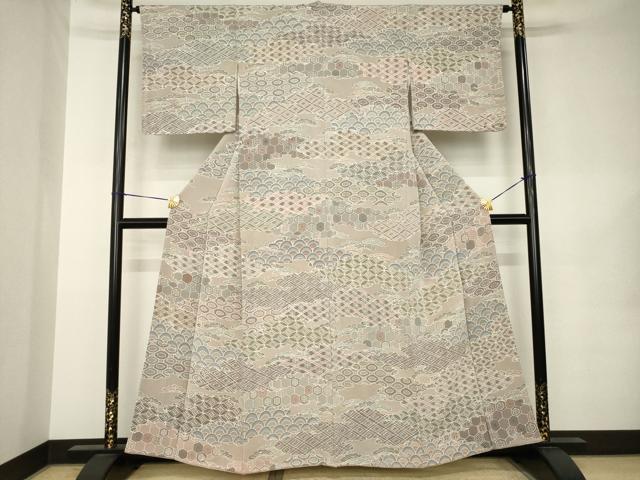 平和屋着物●訪問着 雲取り吉祥文 鬼しぼ縮緬 正絹 逸品 AABK0358ck