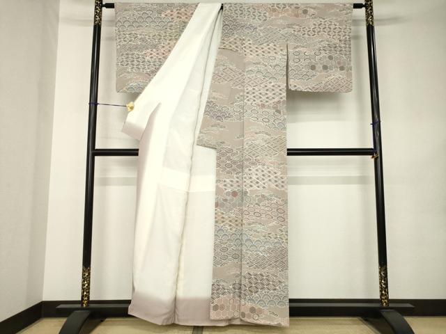 平和屋着物●訪問着 雲取り吉祥文 鬼しぼ縮緬 正絹 逸品 AABK0358ck