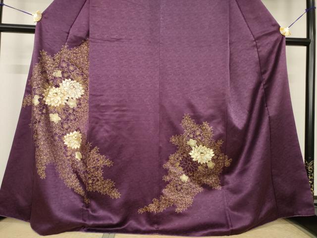 平和屋着物●訪問着 駒刺繍 草花文 金彩 正絹 逸品 AABK0359ck