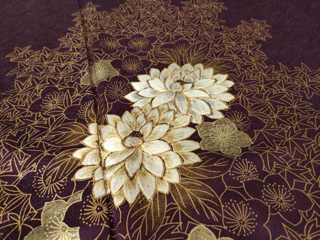 平和屋着物●訪問着 駒刺繍 草花文 金彩 正絹 逸品 AABK0359ck