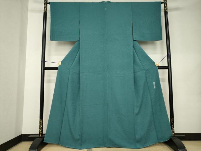 平和屋着物●上質な色無地 作家物 本草木染 紋意匠 高麗納戸色 やまと誂製 正絹 逸品 AABK0362ck