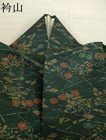 平和屋着物●上質な小紋 紬地 型染め 草花文 正絹 逸品 AABK0365ck