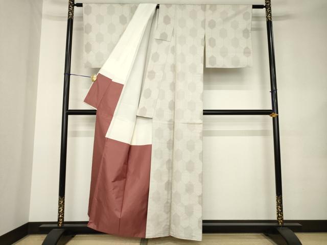 平和屋着物●お召 亀甲文 正絹 逸品 AABK0368ck