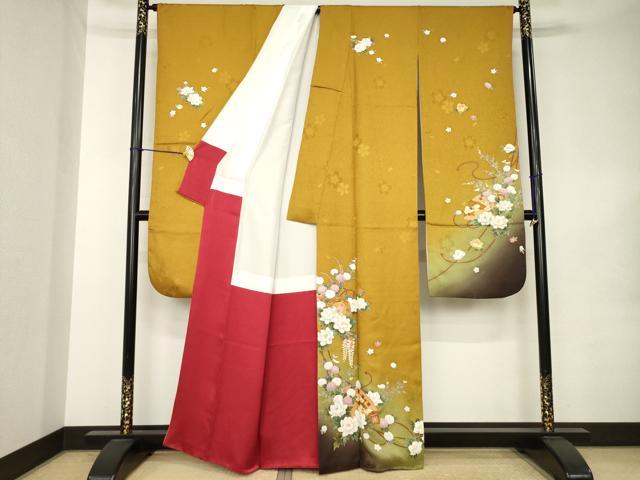 平和屋着物●豪華振袖 花鼓文 暈し染め 金彩 正絹 逸品 AABK0369ck