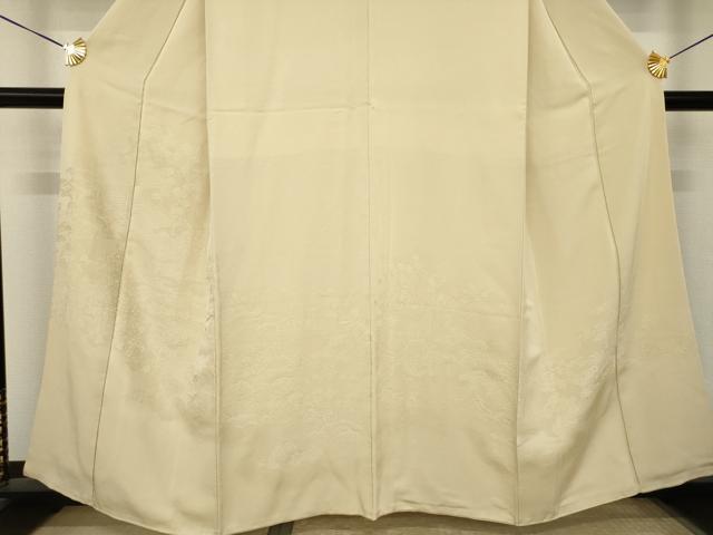 平和屋着物●豪華色留袖 風景地紋 白橡色 正絹 逸品 AABK0371ck
