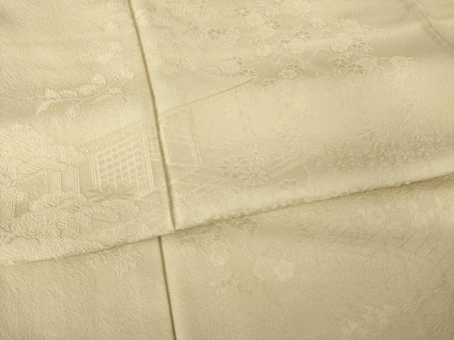 平和屋着物●豪華色留袖 風景地紋 白橡色 正絹 逸品 AABK0371ck