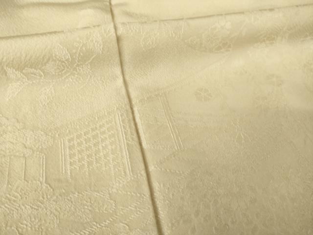 平和屋着物●豪華色留袖 風景地紋 白橡色 正絹 逸品 AABK0371ck