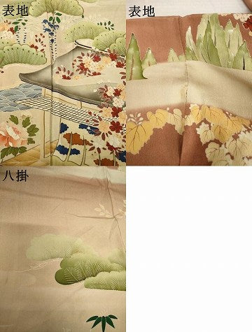 平和屋本店●アンティーク 大正ロマン 振袖 駒刺繍 風景文 暈し染め 正絹 逸品 AABK0373ck