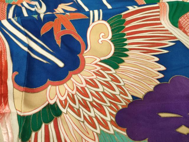 平和屋本店●アンティーク 大正ロマン 振袖 駒刺繍 源氏車花文 金彩 ロング丈 正絹 逸品 AABK0374ck